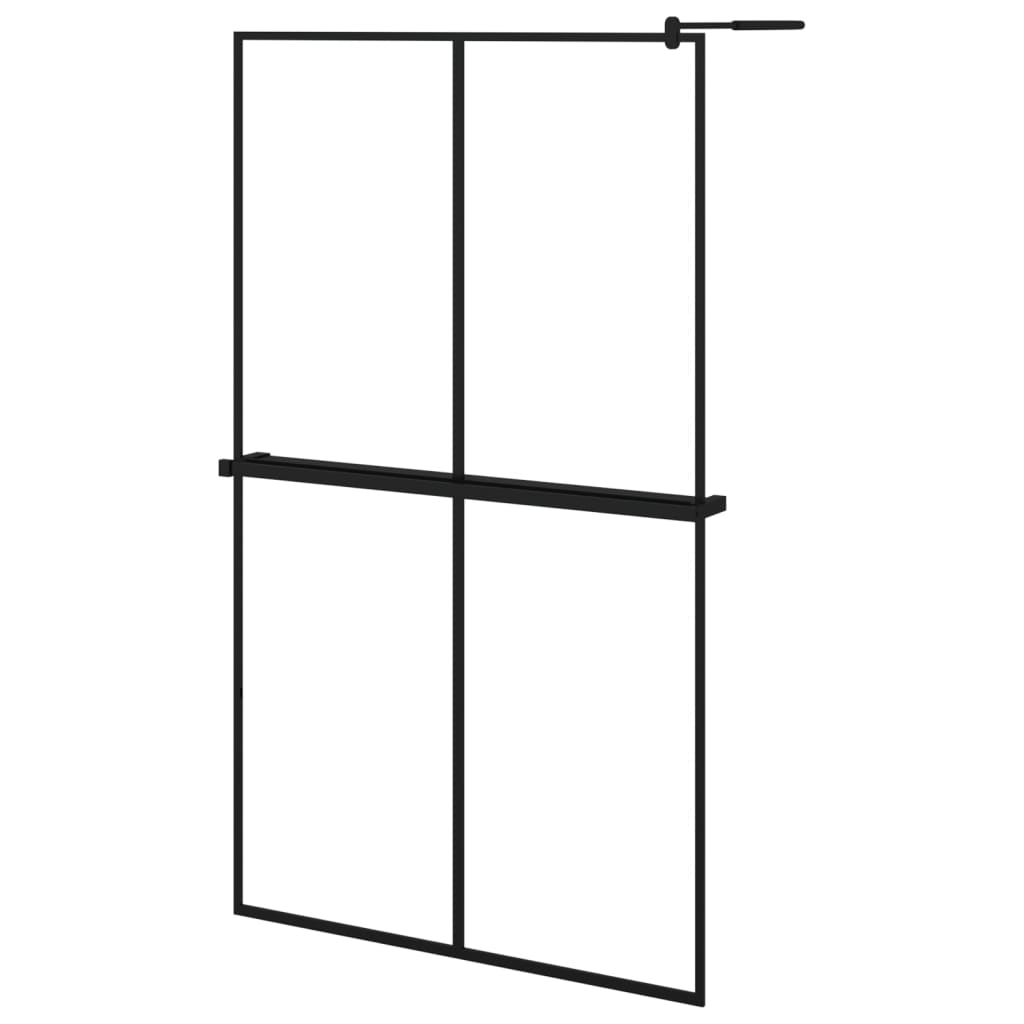 Walk-in Shower Wall with Shelf Black 118x190 cm ESG Glass&Aluminium