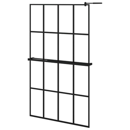 Walk-in Shower Wall with Shelf Black 118x190 cm ESG Glass&Aluminium