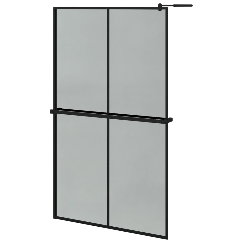 Walk-in Shower Wall with Shelf Black 118x190 cm ESG Glass&Aluminium