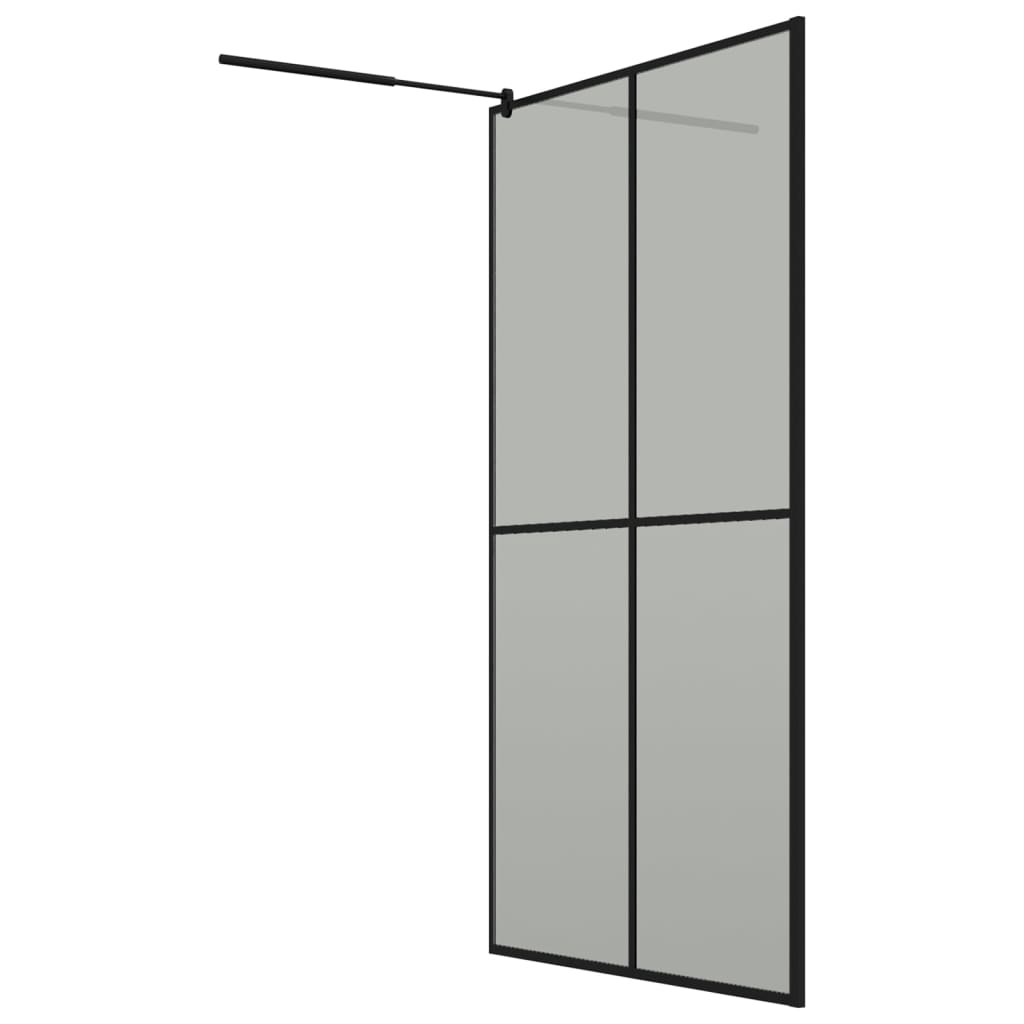 Walk-in Shower Wall with Shelf Black 118x190 cm ESG Glass&Aluminium