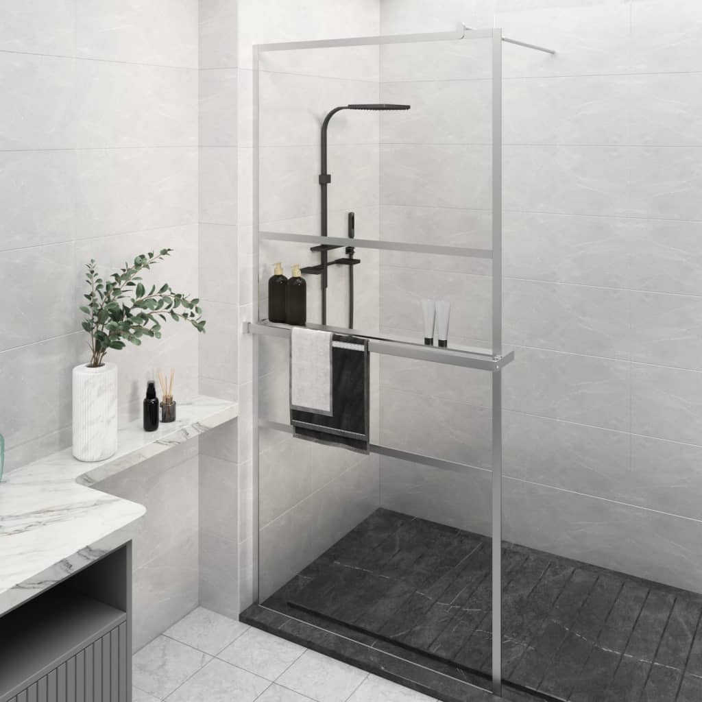 Walk-in Shower Wall with Shelf 80x195 cm ESG Glass&Aluminium