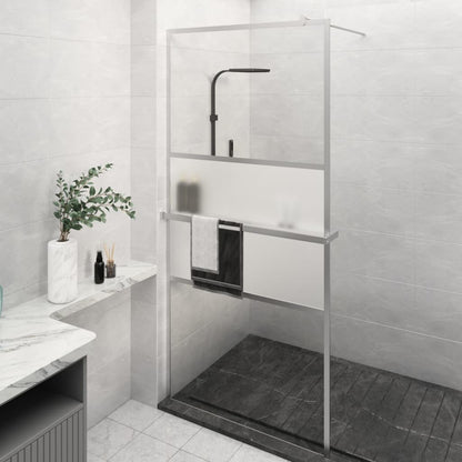 Walk-in Shower Wall with Shelf Chrome 80x195 cm ESG Glass&Aluminium