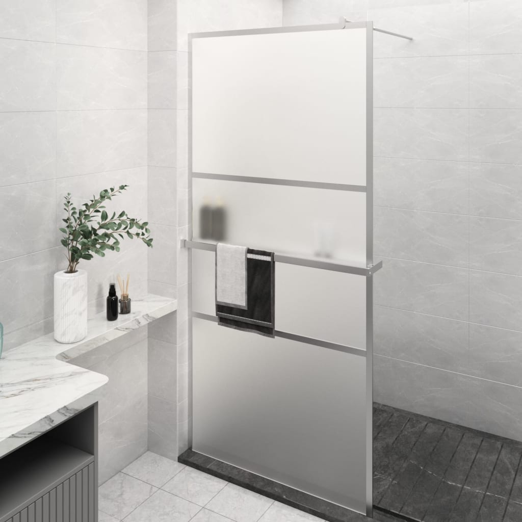 Walk-in Shower Wall with Shelf Chrome 80x195 cm ESG Glass&Aluminium