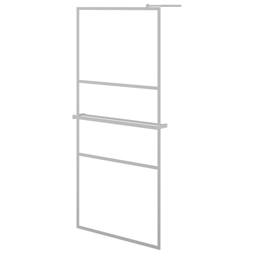 Walk-in Shower Wall with Shelf Chrome 90x195 cm ESG Glass&Aluminium