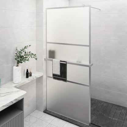 Walk-in Shower Wall with Shelf Chrome 90x195 cm ESG Glass&Aluminium