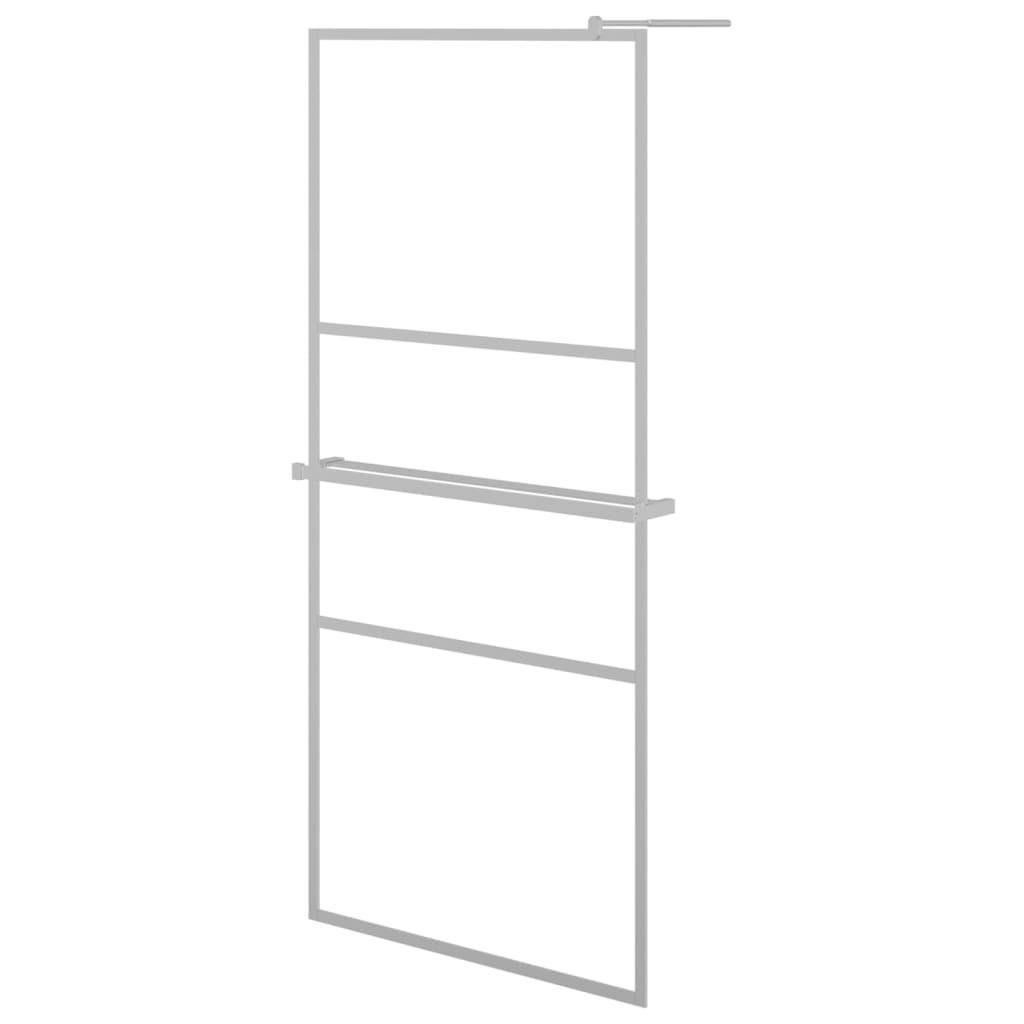 Walk-in Shower Wall with Shelf Chrome 100x195 cm ESG Glass&Aluminium