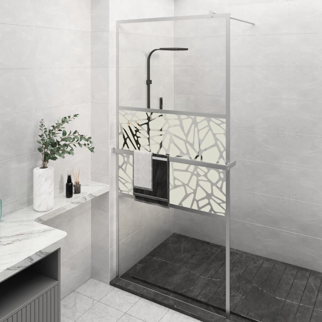 Walk-in Shower Wall with Shelf Chrome 100x195 cm ESG Glass&Aluminium