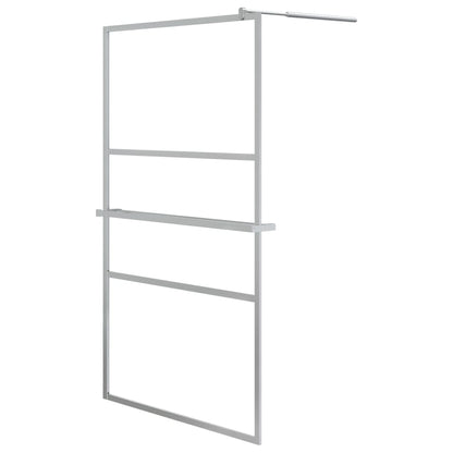 Walk-in Shower Wall with Shelf Chrome 115x195 cm ESG Glass&Aluminium