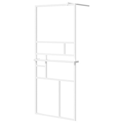 Walk-in Shower Wall with Shelf White 90x195 cm ESG Glass&Aluminium