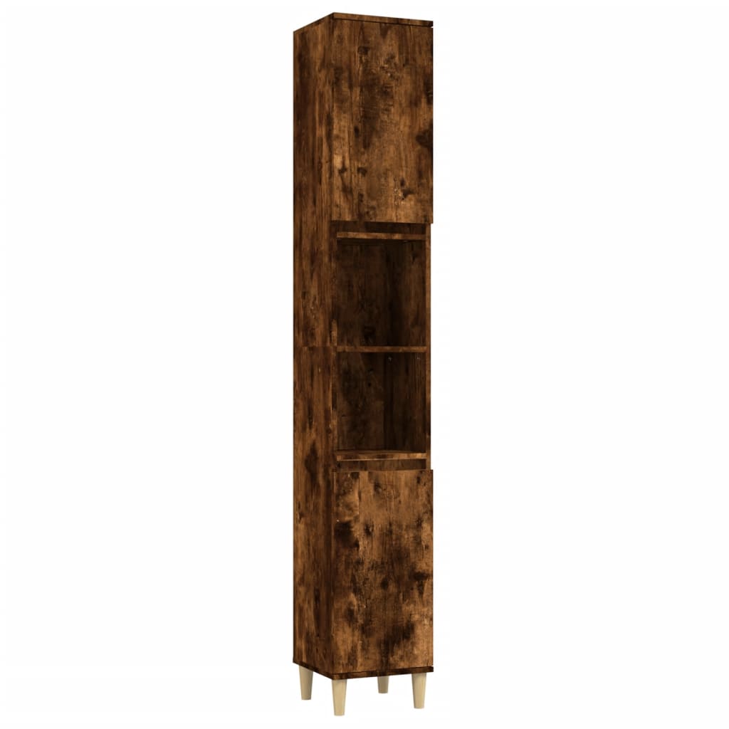 3 Piece Bathroom Cabinet Set Smoked Oak Engineered Wood