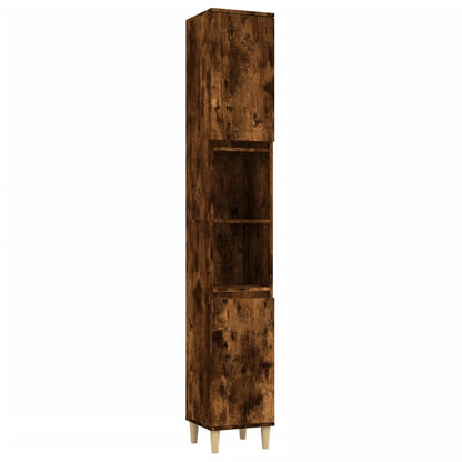 3 Piece Bathroom Cabinet Set Smoked Oak Engineered Wood