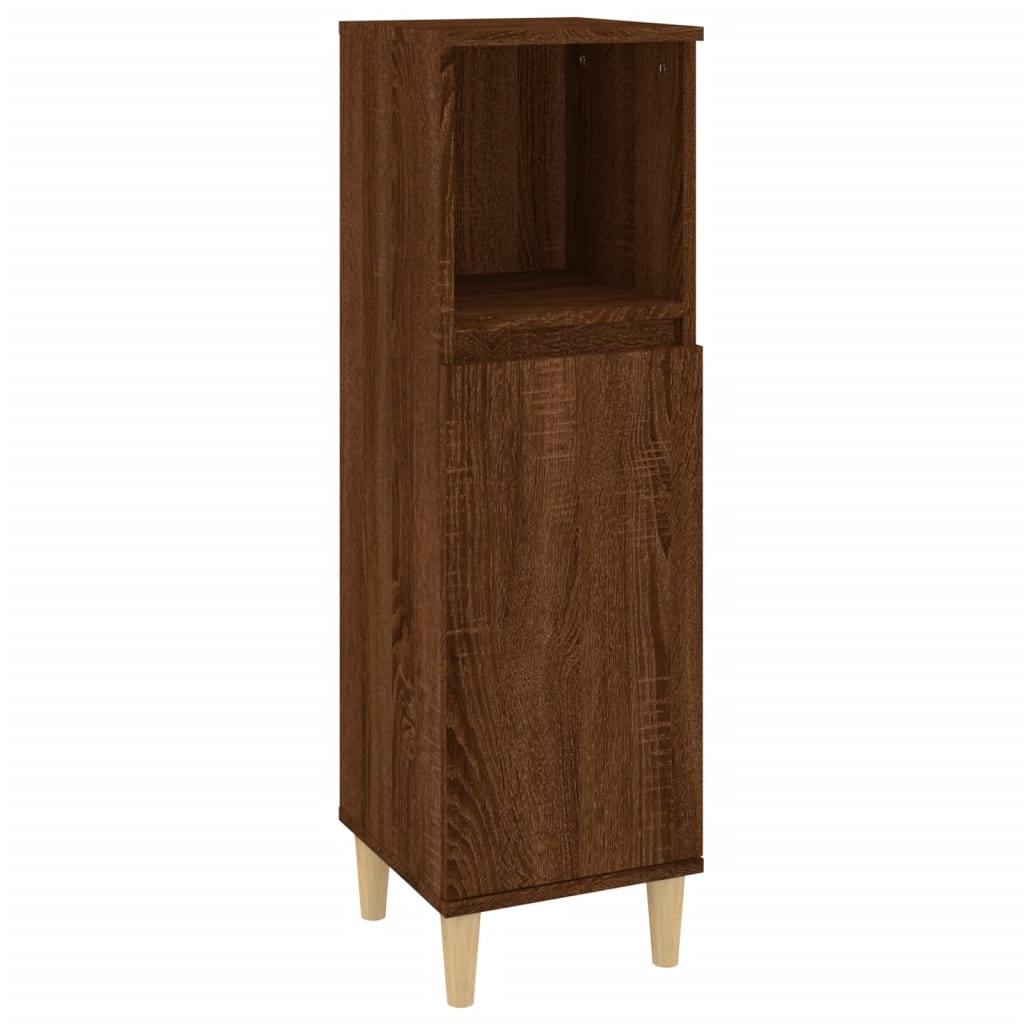 3 Piece Bathroom Cabinet Set Brown Oak Engineered Wood