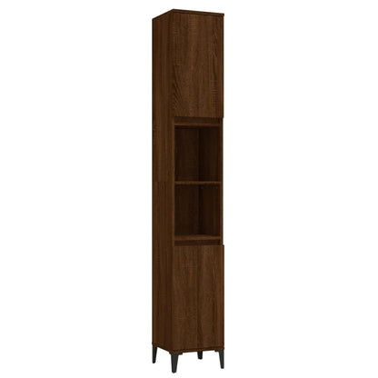 3 Piece Bathroom Cabinet Set Brown Oak Engineered Wood