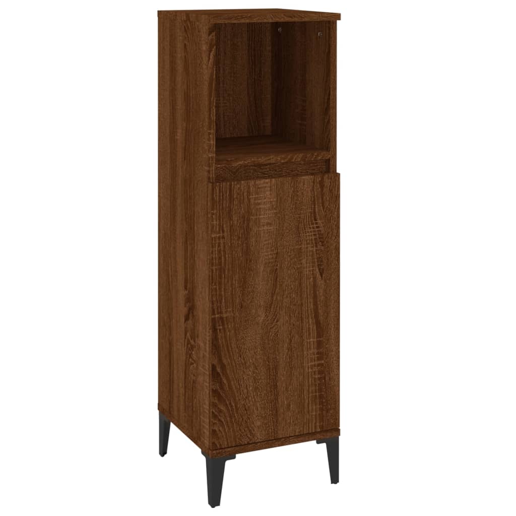 3 Piece Bathroom Cabinet Set Brown Oak Engineered Wood