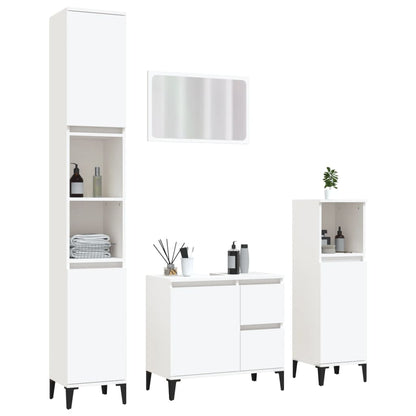 4 Piece Bathroom Furniture Set White Engineered Wood