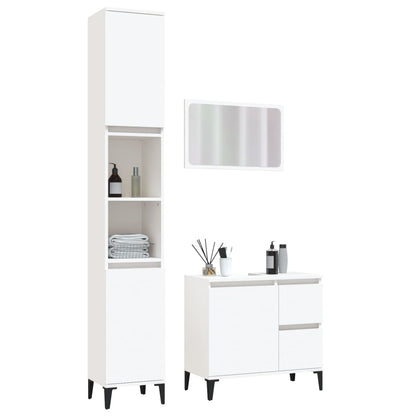 3 Piece Bathroom Furniture Set White Engineered Wood