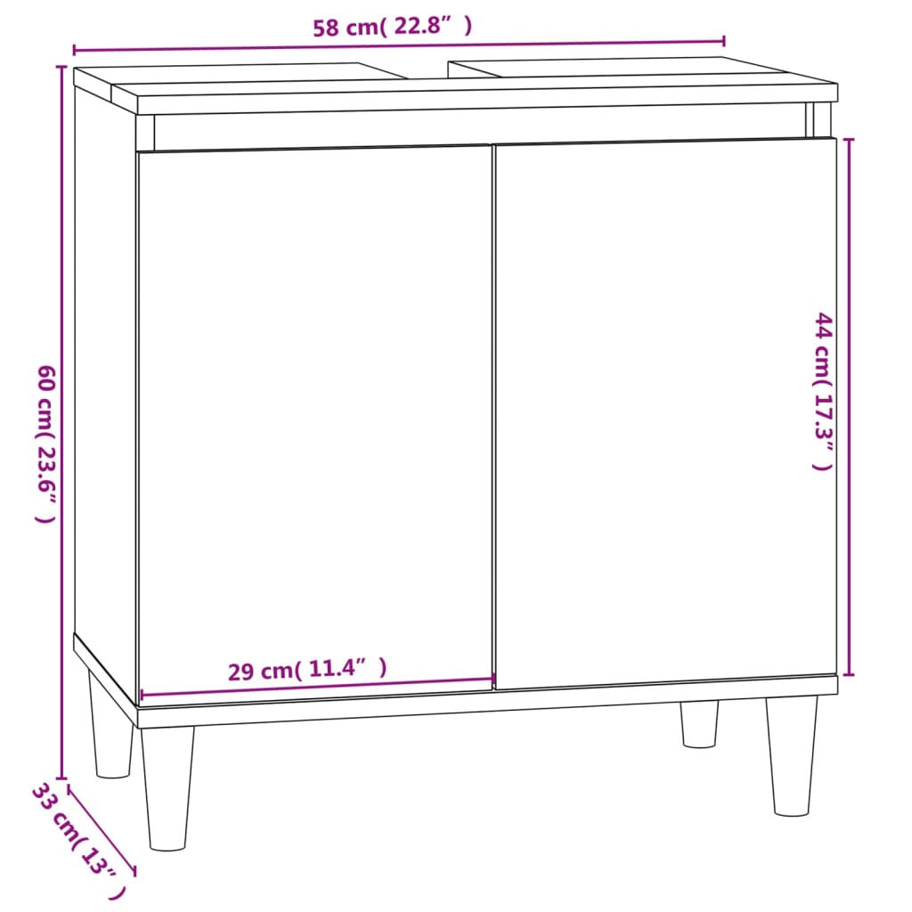 3 Piece Bathroom Furniture Set Smoked Oak Engineered Wood