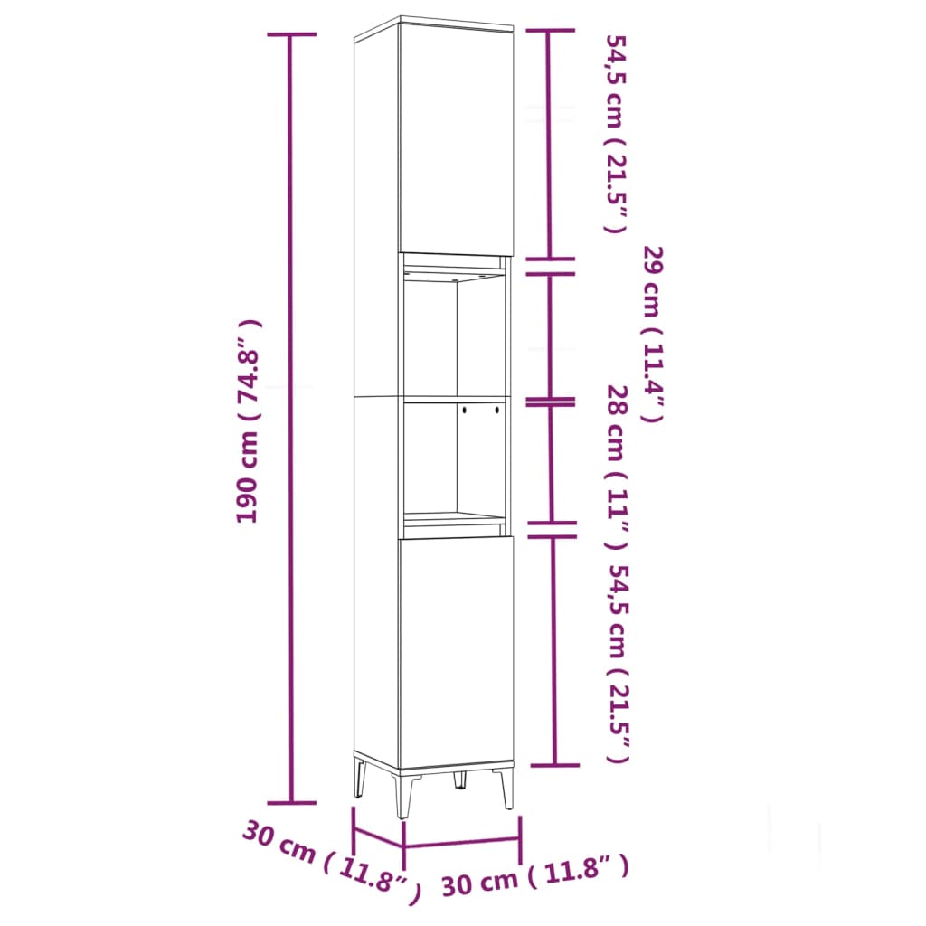 3 Piece Bathroom Furniture Set White Engineered Wood