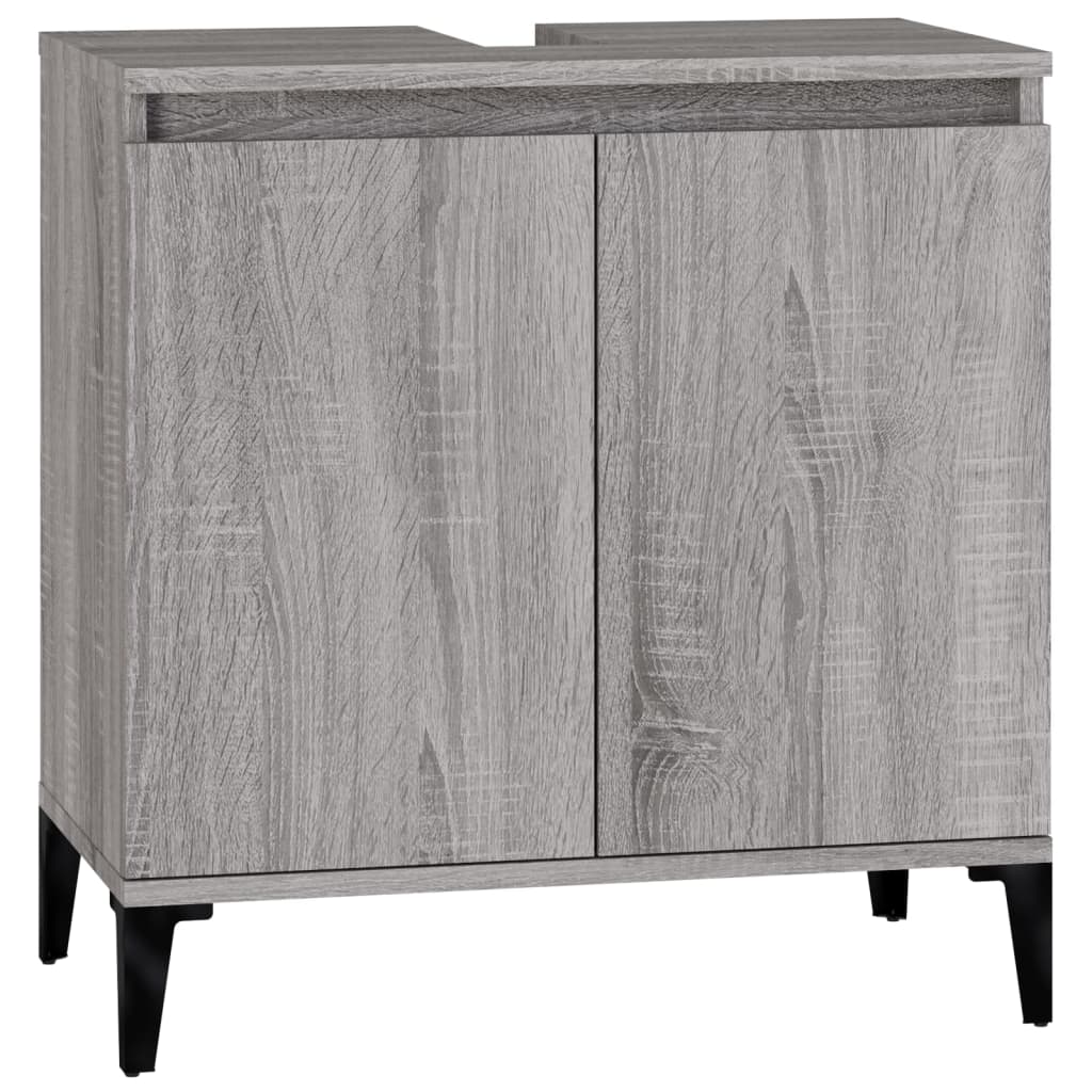 3 Piece Bathroom Furniture Set Grey Sonoma Engineered Wood