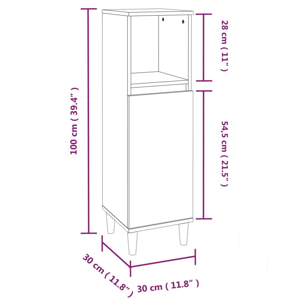 3 Piece Bathroom Furniture Set Smoked Oak Engineered Wood