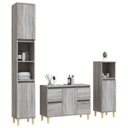 3 Piece Bathroom Furniture Set Grey Sonoma Engineered Wood