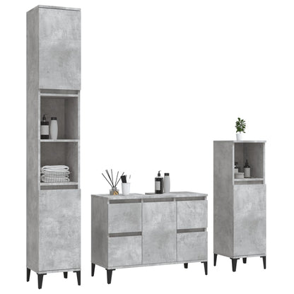 3 Piece Bathroom Furniture Set Concrete Grey Engineered Wood