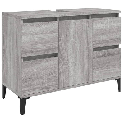 3 Piece Bathroom Furniture Set Grey Sonoma Engineered Wood