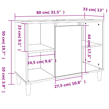 3 Piece Bathroom Furniture Set Concrete Grey Engineered Wood