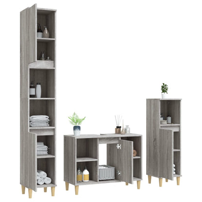 3 Piece Bathroom Furniture Set Grey Sonoma Engineered Wood