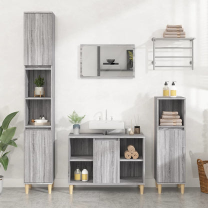 3 Piece Bathroom Furniture Set Grey Sonoma Engineered Wood