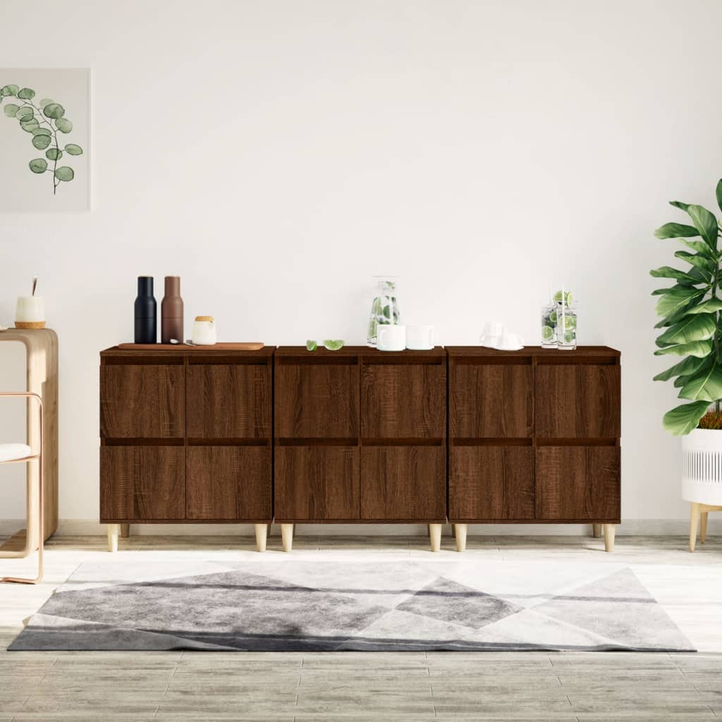 Sideboards 3 pcs Brown Oak 60x35x70 cm Engineered Wood