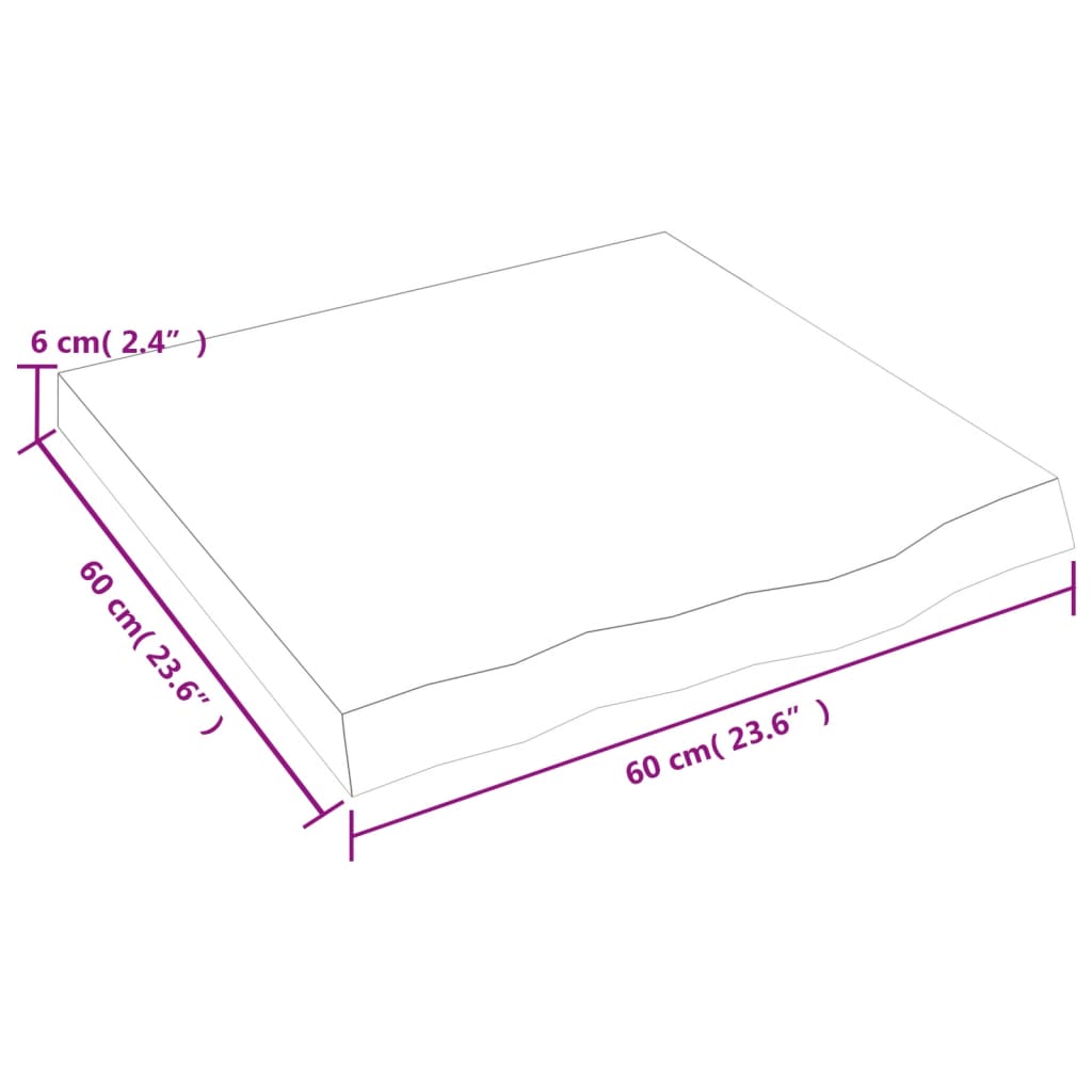 Bathroom Countertop 60x60x(2-6) cm Untreated Solid Wood