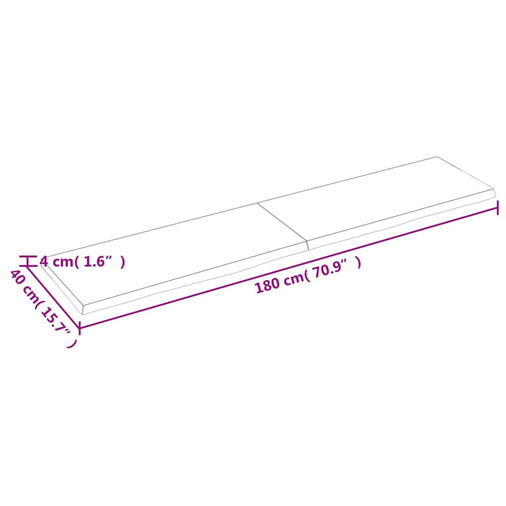 Bathroom Countertop 180x40x(2-4) cm Untreated Solid Wood