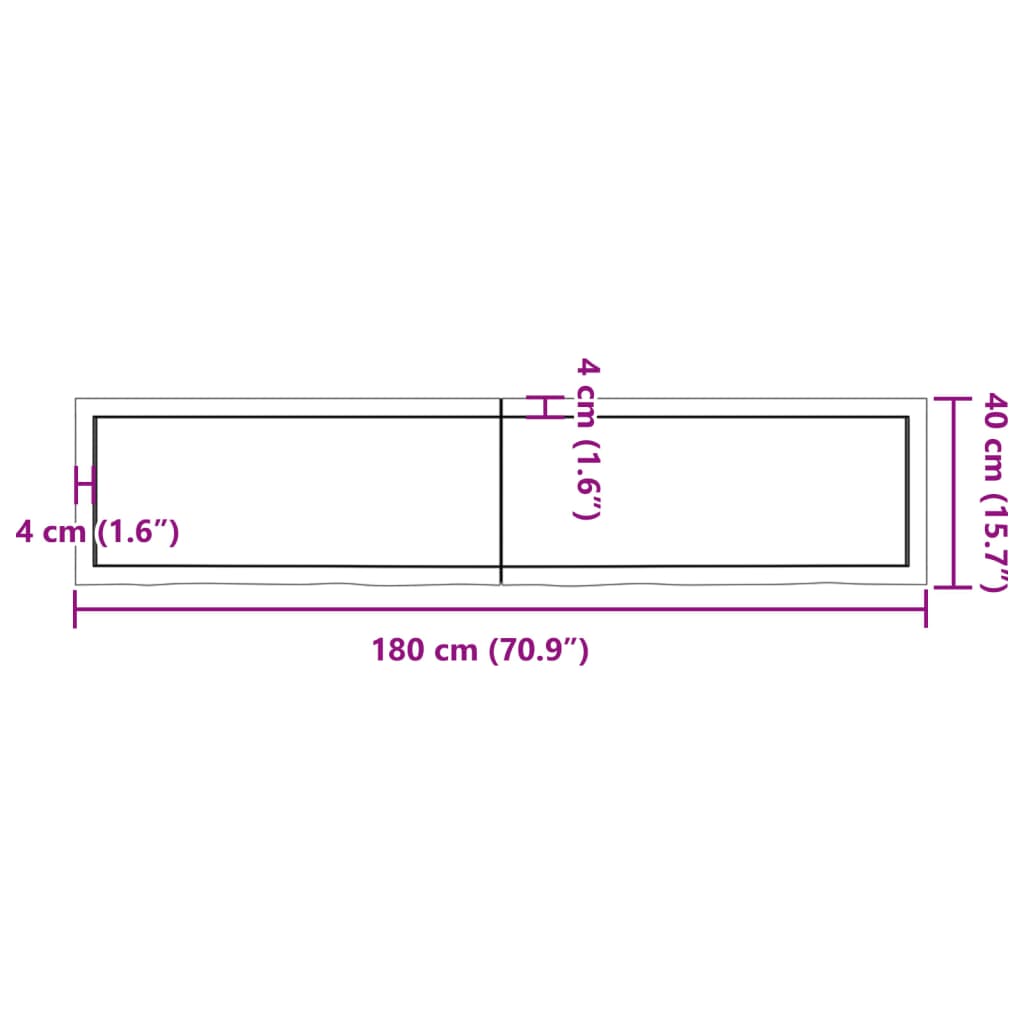 Bathroom Countertop 180x40x(2-4) cm Untreated Solid Wood