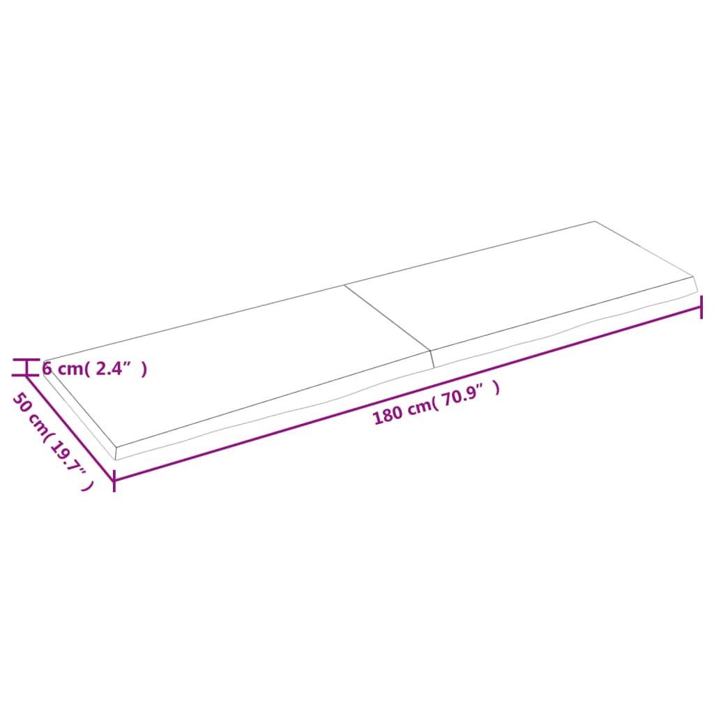 Bathroom Countertop 180x50x(2-6) cm Untreated Solid Wood