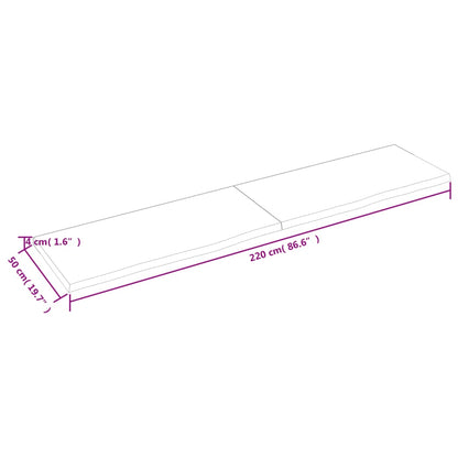 Bathroom Countertop 220x50x(2-4) cm Untreated Solid Wood