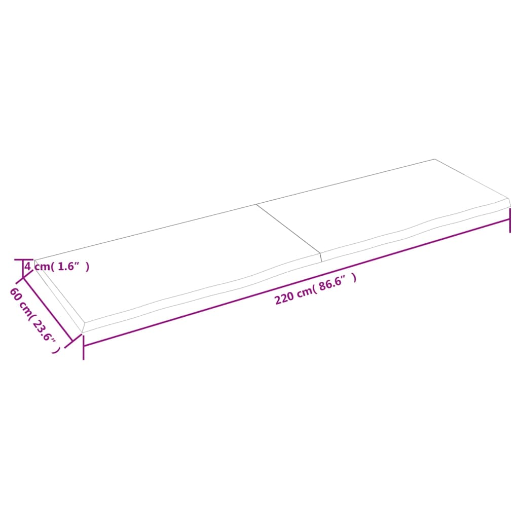 Bathroom Countertop 220x60x(2-4) cm Untreated Solid Wood