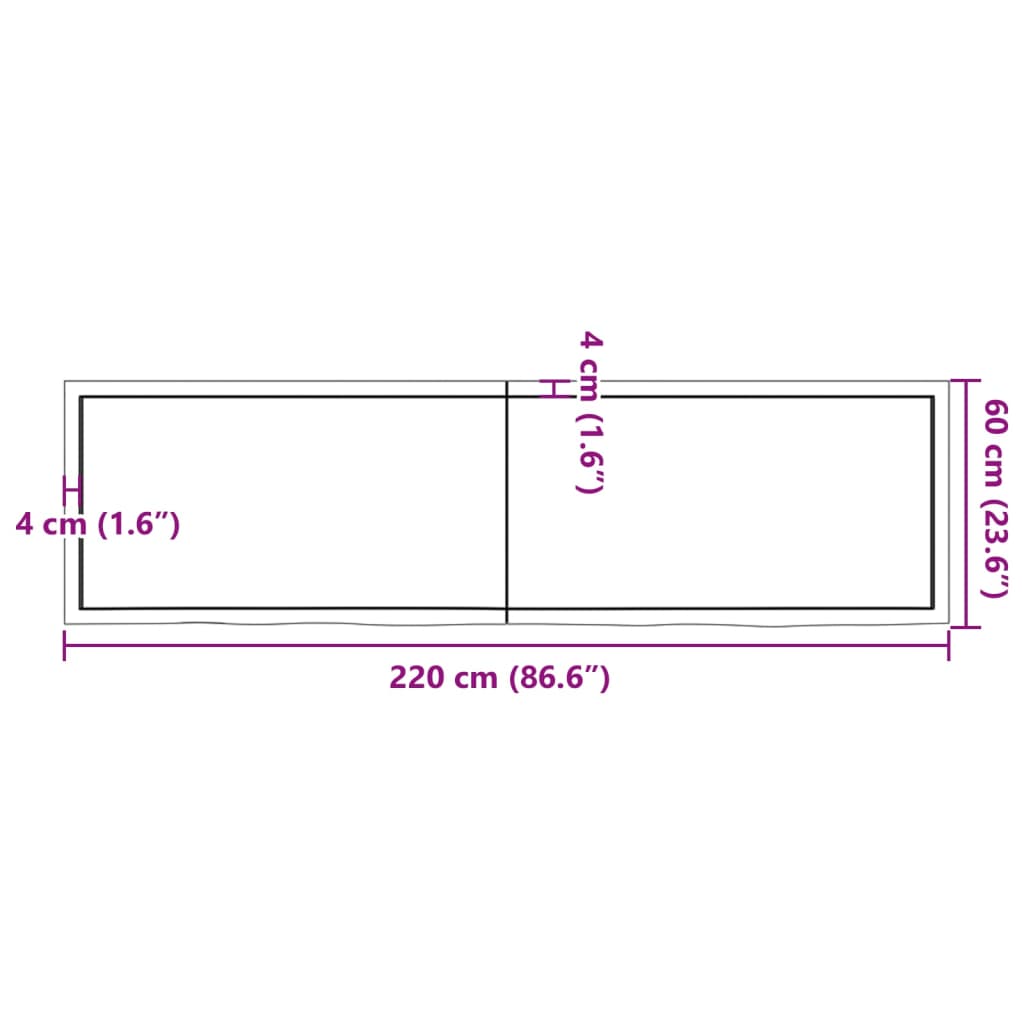 Bathroom Countertop 220x60x(2-4) cm Untreated Solid Wood