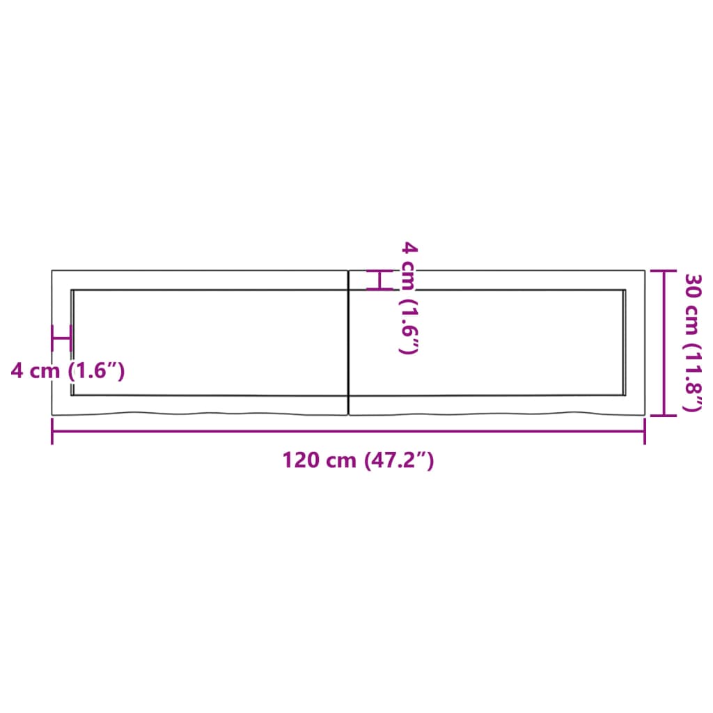 Bathroom Countertop Light Brown 120x30x(2-4)cm Treated Solid Wood