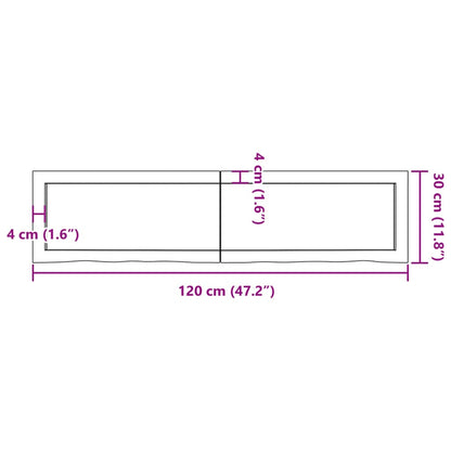 Bathroom Countertop Light Brown 120x30x(2-4)cm Treated Solid Wood