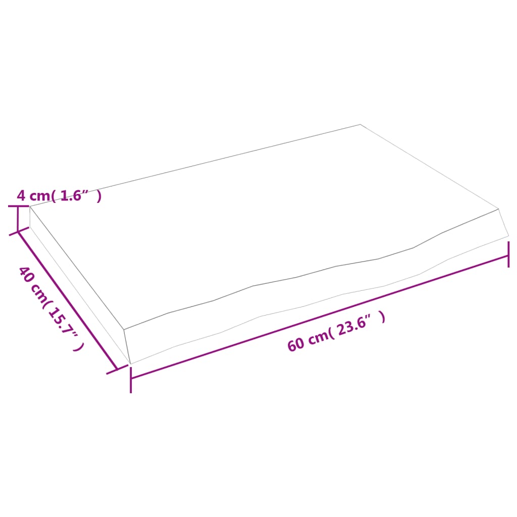 Table Top 60x40x(2-4) cm Untreated Solid Wood Oak