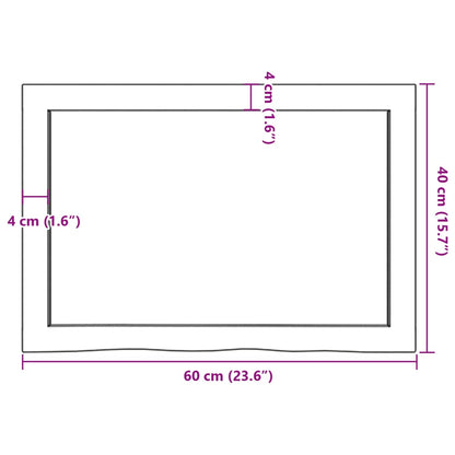 Table Top 60x40x(2-4) cm Untreated Solid Wood Oak