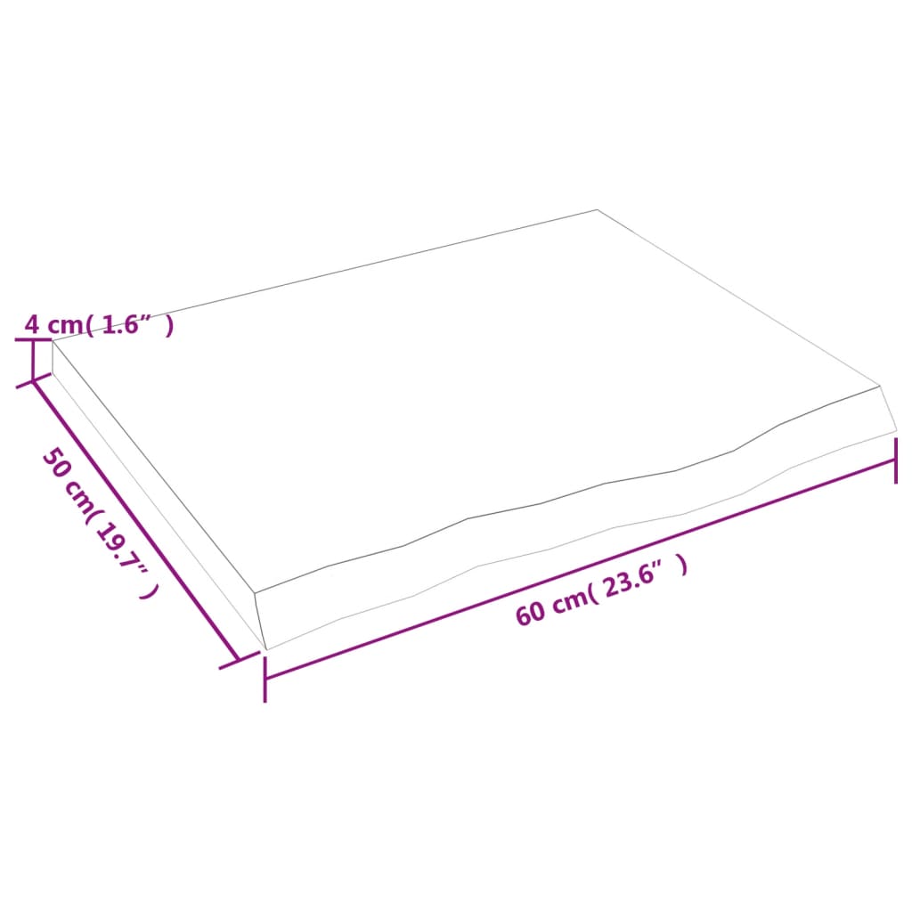 Table Top 60x50x(2-4) cm Untreated Solid Wood Oak