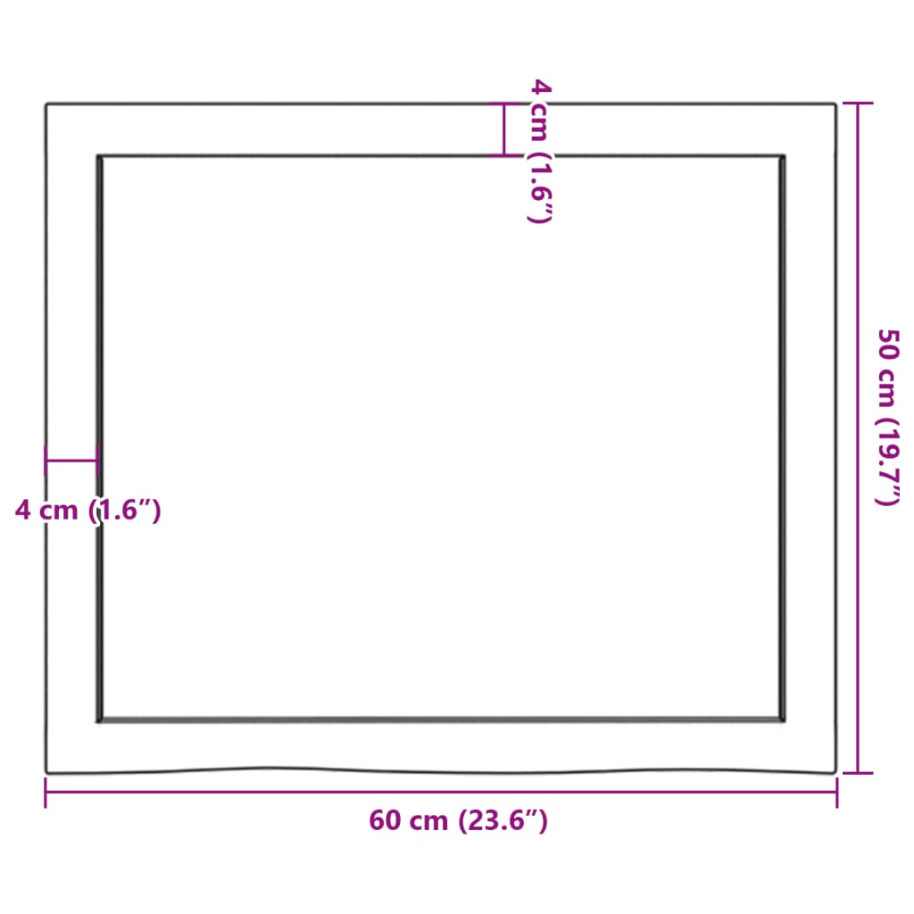 Table Top 60x50x(2-4) cm Untreated Solid Wood Oak