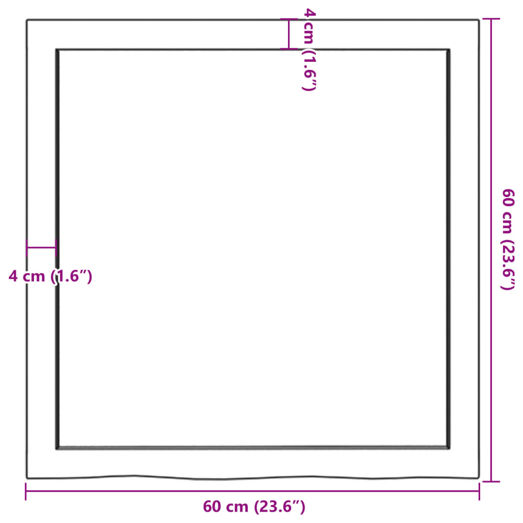 Table Top 60x60x(2-4) cm Untreated Solid Wood Oak