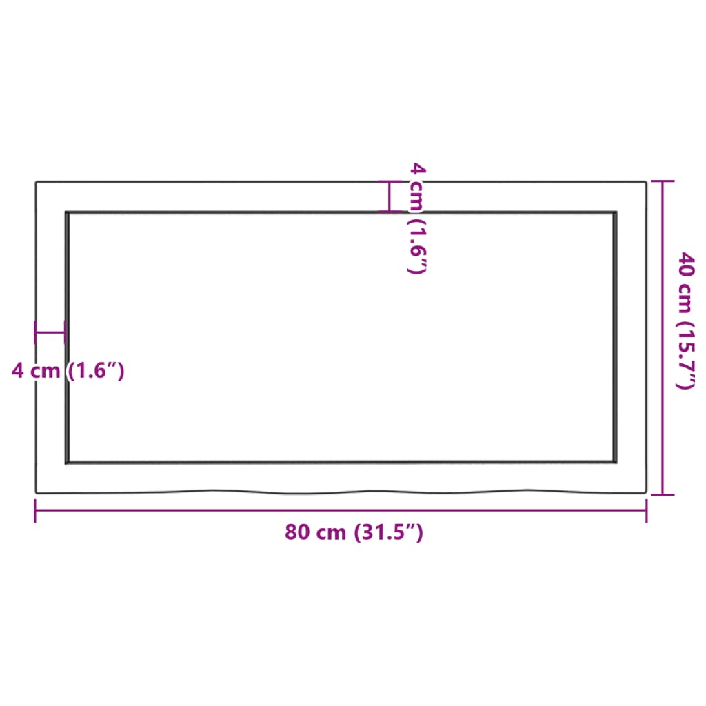 Table Top 80x40x(2-4) cm Untreated Solid Wood Oak