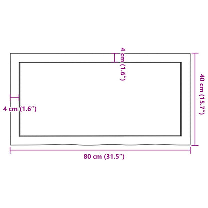 Table Top 80x40x(2-4) cm Untreated Solid Wood Oak