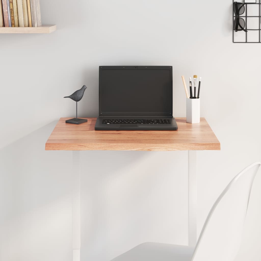 Table Top Light Brown 60x40x2 cm Treated Solid Wood Oak