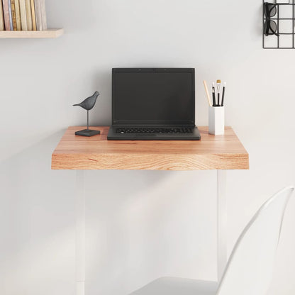 Table Top Light Brown 60x60x(2-6) cm Treated Solid Wood Oak