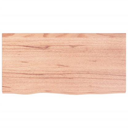 Table Top Light Brown 80x40x(2-4) cm Treated Solid Wood Oak